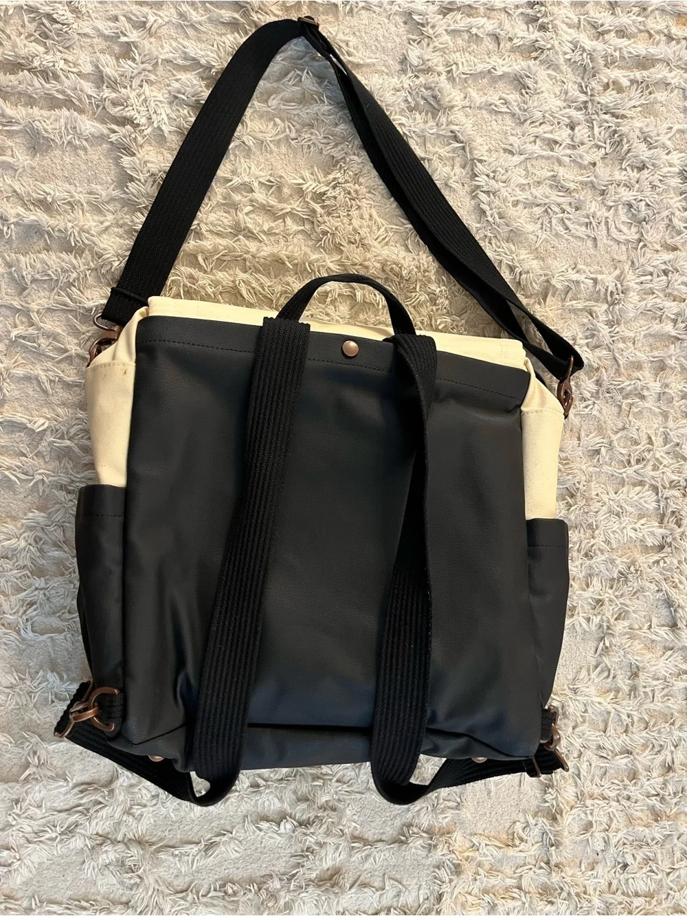 Petunia Pickle Bottom Black and Cream Canvas Backpack